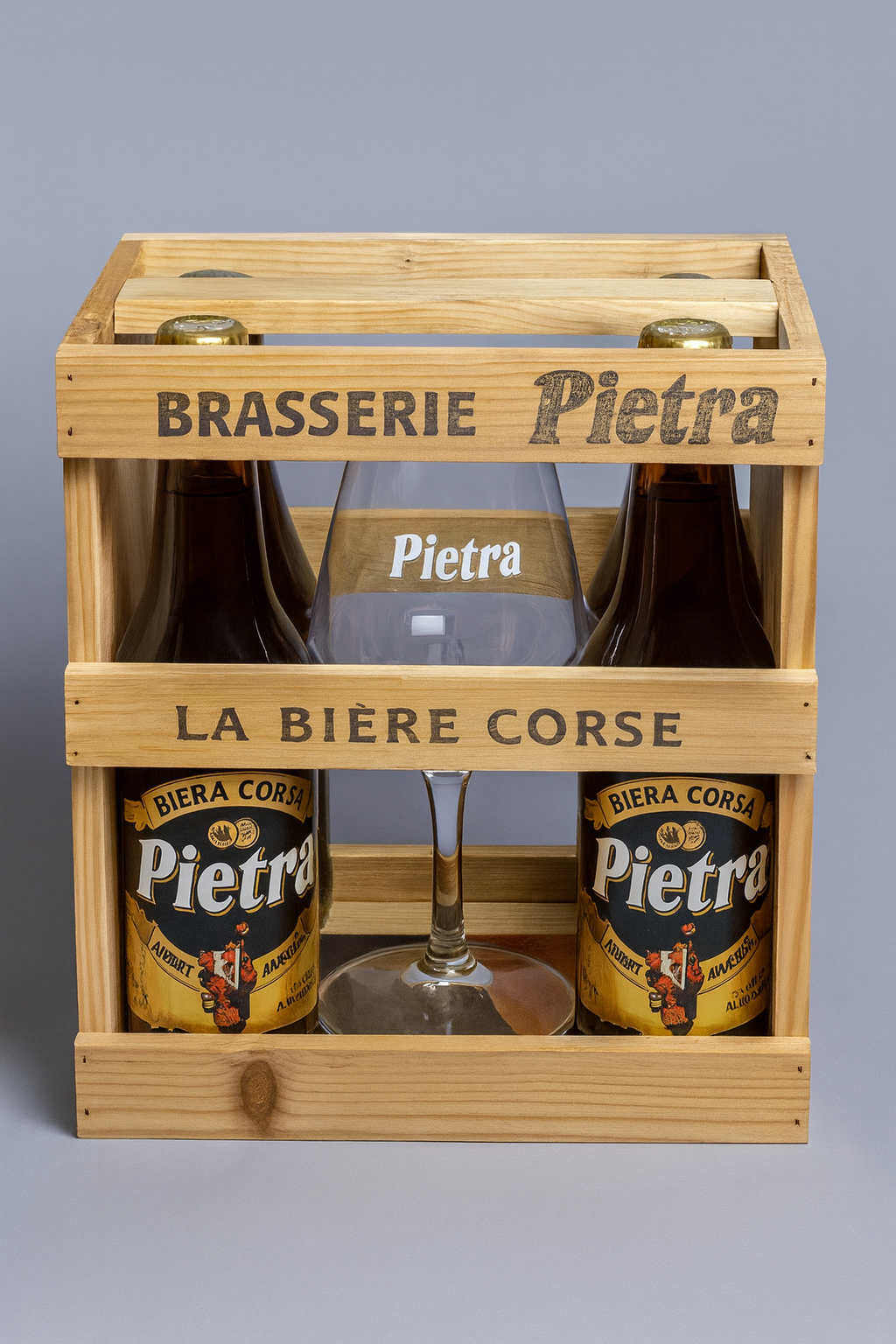 CASIER BOIS PIETRA 6° 4 X 33CL ET 1 VERRE